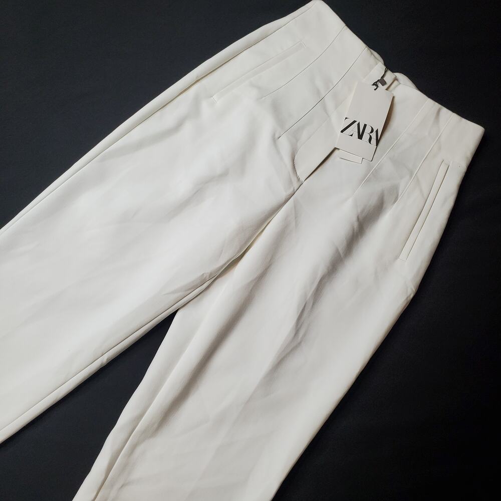 Zara Women's Size S NWT High Waisted Ankle-Length Straight-Leg Pants White
